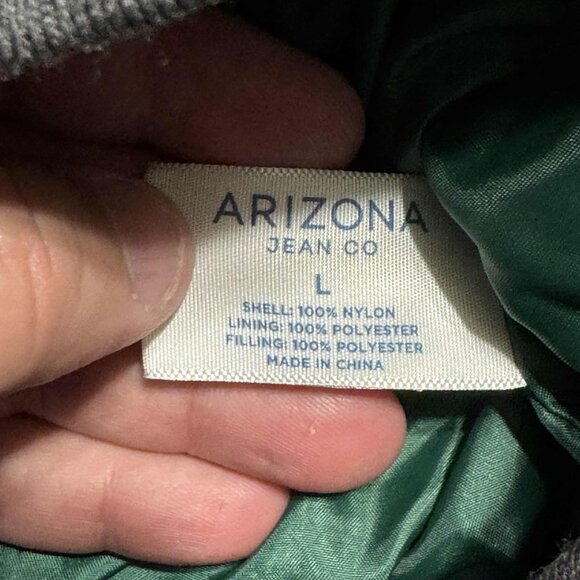 Arizona Jean Company Forest Green Quilted Puffer Jacket Full Zip Size Large NEW - Picture 10 of 12